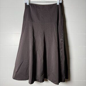 Rene Lezard Made in Germany Sz 38 Chocolate A Line Swing Skirt Ribbon Trim